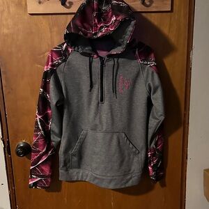 Huntworth Gray and Pink Hooded Sweatshirt